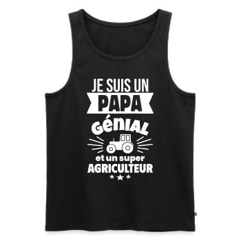 Papa génial & agriculteur – idée fête des pères - Débardeur bio Premium Homme - noir - Devant - AI Model Male 178 light (178cm)