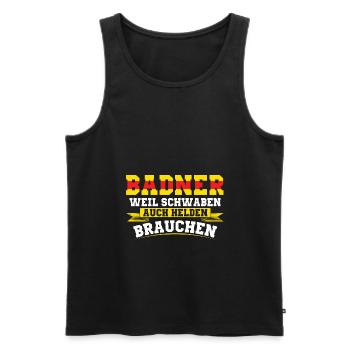 Baden Geschenkidee | Badner Badisch Badener Flagge - Männer Premium Bio Tank Top - Schwarz - Vorne - AI Model Male 178 light (178cm)