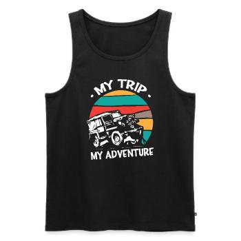 Mon voyage Mes Jeeps d’aventure - Débardeur bio Premium Homme - noir - Devant - Michal (187cm)