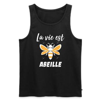 La vie est abeille - Débardeur bio Premium Homme - noir - Devant - Michal (187cm)