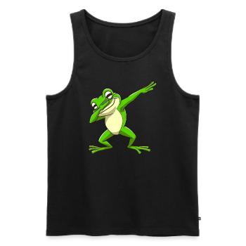 Cooler Frosch Dabbing Pose Trendig - Männer Premium Bio Tank Top - Schwarz - Vorne - AI Model Male 178 light (178cm)