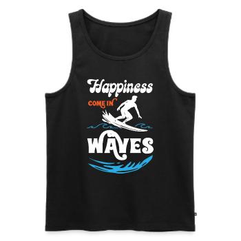 Happiness Comes In Waves Surfing - Men's Premium Organic Tank Top - black - Front - AI Model Male 178 light (178cm)