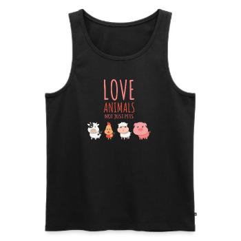 L'amour tous les animaux non seulement Animaux | végétalien - Débardeur bio Premium Homme - noir - Devant - AI Model Male 178 light (178cm)