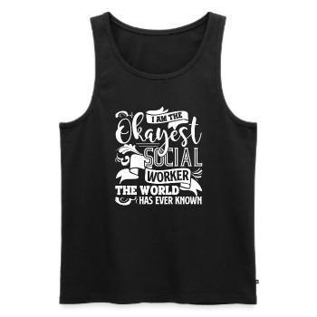 Social Worker The Okayest Social Worker - Men's Premium Organic Tank Top - black - Front - AI Model Male 178 light (178cm)