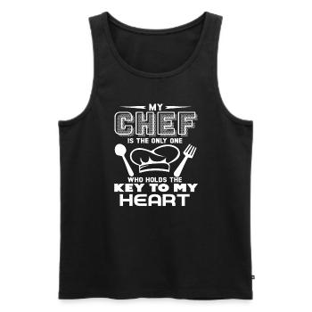 Chef My Chef Holds The Key To My Heart - Men's Premium Organic Tank Top - black - Front - AI Model Male 178 light (178cm)