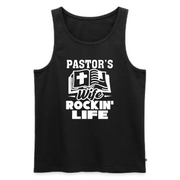 Pastor Pastor's Wife Rockin Life - Men's Premium Organic Tank Top - black - Front - Michal (187cm)
