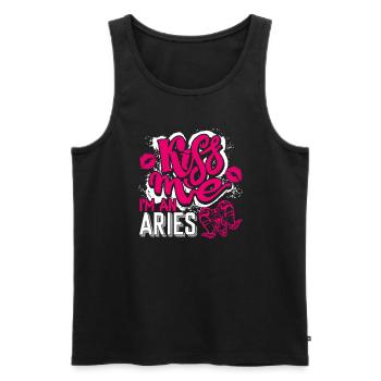 Aries Kiss Me I'm An Aries - Men's Premium Organic Tank Top - black - Front - Michal (187cm)
