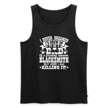 Blacksmith Super Cool Blacksmith Dad - Men's Premium Organic Tank Top - black - Front - Michal (187cm)