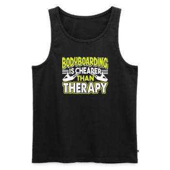 Bodyboarding Bodyboarding Cheaper Than Therapy - Men's Premium Organic Tank Top - black - Front - AI Model Male 178 light (178cm)