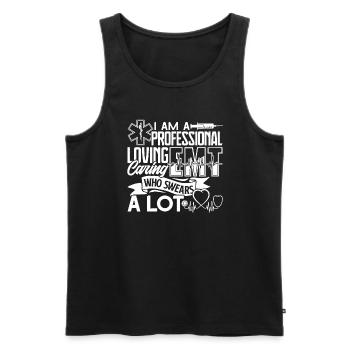 EMT Loving Caring EMT - Men's Premium Organic Tank Top - black - Front - Michal (187cm)