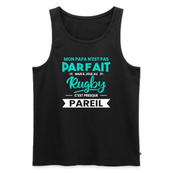 Mon Papa N'est Pas Parfait - Rugby - Débardeur bio Premium Homme - noir - Devant - Michal (187cm)