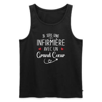 Je Suis Une Infirmière Avec Un Grand Cœur - Débardeur bio Premium Homme - noir - Devant - AI Model Male 178 light (178cm)