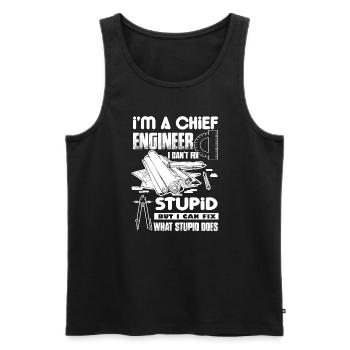 Chief Engineer I Cannot Fix Stupid - Men's Premium Organic Tank Top - black - Front - AI Model Male 178 light (178cm)