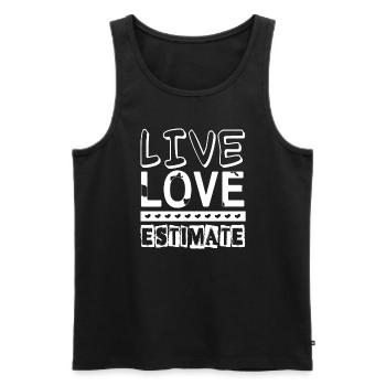 Estimator Live Love Estimate - Men's Premium Organic Tank Top - black - Front - AI Model Male 178 light (178cm)