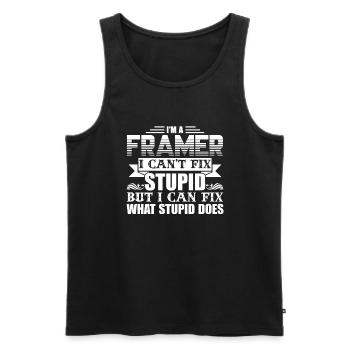 Framer I Can't Fix Stupid - Men's Premium Organic Tank Top - black - Front - Michal (187cm)