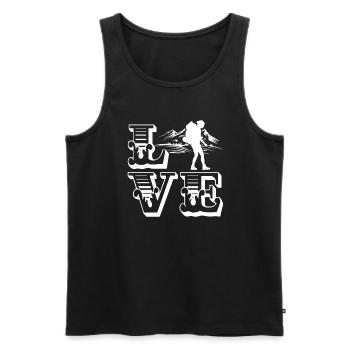 Backpacking Love Backpacking - Men's Premium Organic Tank Top - black - Front - Michal (187cm)