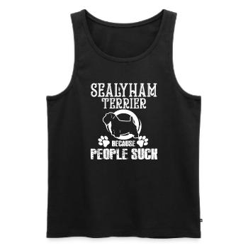 Sealyham Terrier Because People Suck - Men's Premium Organic Tank Top - black - Front - Michal (187cm)
