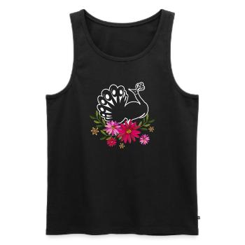 Peacock With Flowers - Men's Premium Organic Tank Top - black - Front - Michal (187cm)