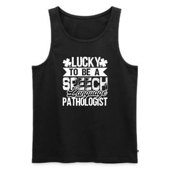 Lucky To Be Speech Language Pathologist - Men's Premium Organic Tank Top - black - Front - Michal (187cm)