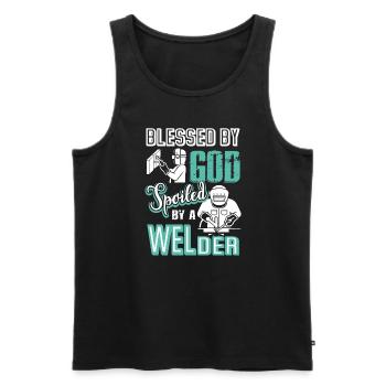 Welder Spoiled By A Welder - Men's Premium Organic Tank Top - black - Front - Michal (187cm)