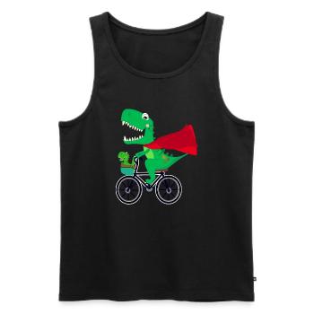 lustiger Superheld Dinosaurier auf dem Fahrrad - Männer Premium Bio Tank Top - Schwarz - Vorne - AI Model Male 178 light (178cm)