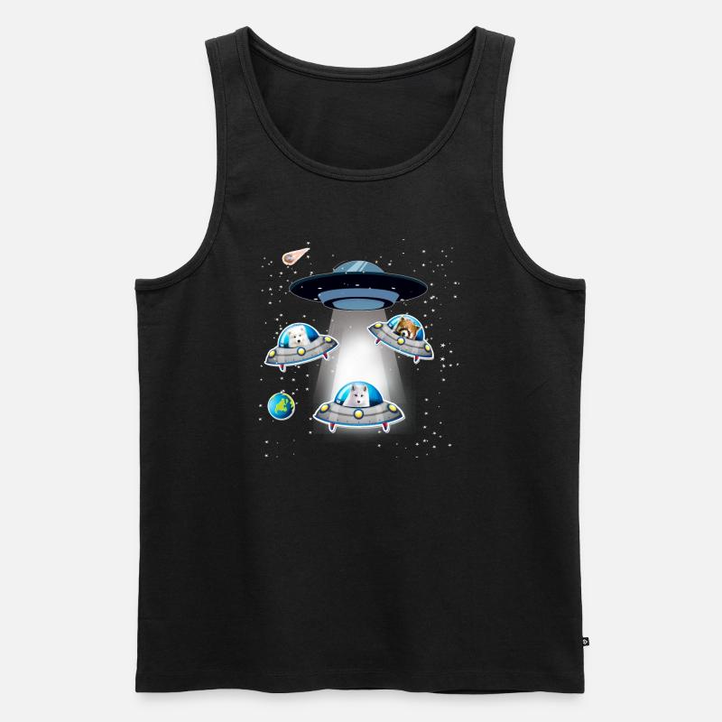 Arctic Fox,Samoyed,Red Panda, UFO,Space,Star - Men's Premium Organic Tank Top - black