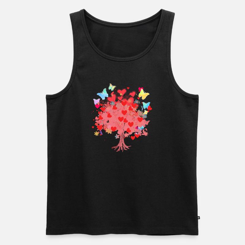 Baum des Lebens ,Lebensbaum,herzen,schmetterlinge - Männer Premium Bio Tank Top - Schwarz
