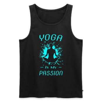 Yoga, Spruch für Yogis, yoga is my passion - Männer Premium Bio Tank Top - Schwarz - Vorne - AI Model Male 178 light (178cm)