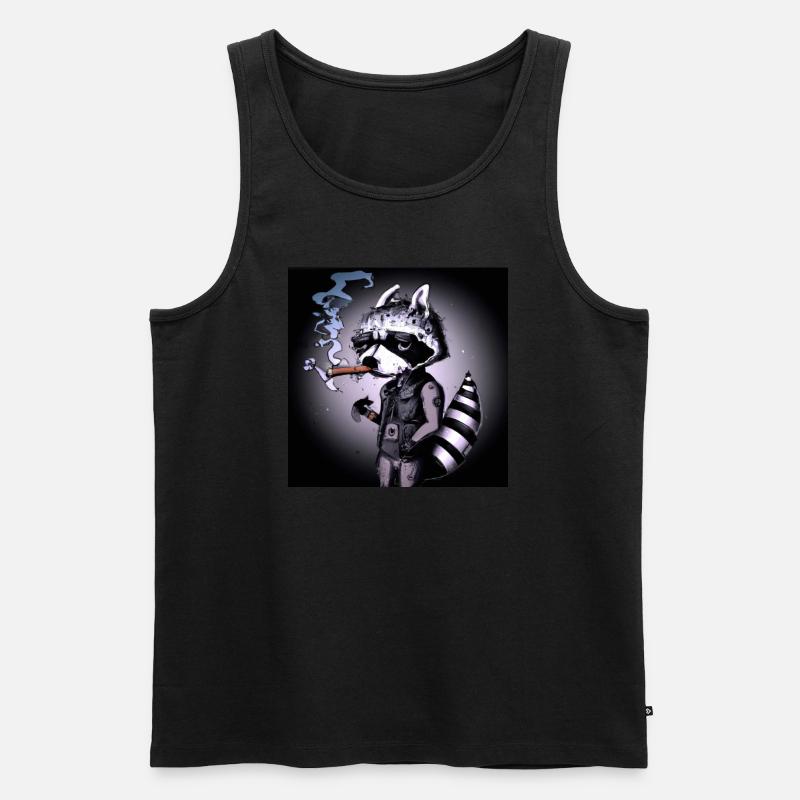 Racoon Smoking - Männer Premium Bio Tank Top - Schwarz