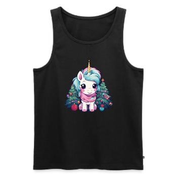 Licorne de Noël : la magie sur le sapin de Noël - Débardeur bio Premium Homme - noir - Devant - AI Model Male 178 light (178cm)