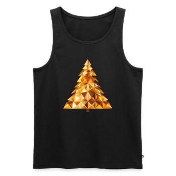 Golden Festive Shine: Radiant Christmas Tree - Men's Premium Organic Tank Top - black - Front - AI Model Male 178 light (178cm)