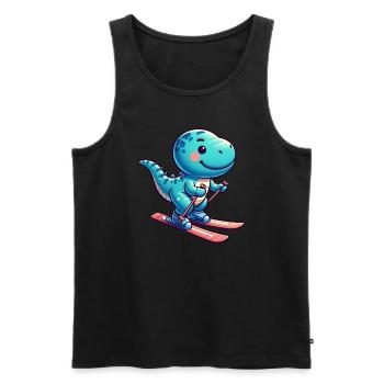 Mignon T-Rex dinosaure et skieur - drôle - Débardeur bio Premium Homme - noir - Devant - Michal (187cm)