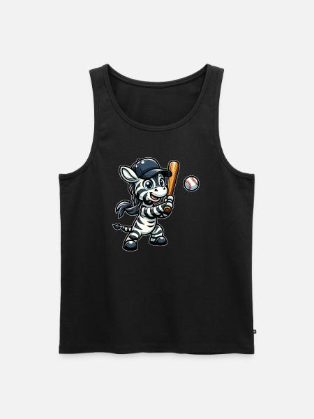 Zebra Baseball Player - Stripes, Speed - Men's Premium Organic Tank Top - black
