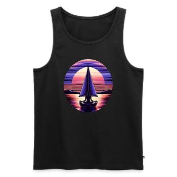 Segeln Meditation Sonnenuntergang Design - Männer Premium Bio Tank Top - Schwarz - Vorne - Michal (187cm)