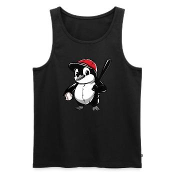 Penguin Baseball Player Cartoon - Men's Premium Organic Tank Top - black - Front - Michal (187cm)