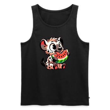Hyäne genießt Wassermelone im Sommer - Männer Premium Bio Tank Top - Schwarz - Vorne - Michal (187cm)