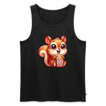 Süßes Eichhörnchen mit Popcorn Cartoon - Männer Premium Bio Tank Top - Schwarz - Vorne - AI Model Male 178 light (178cm)