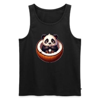 Panda mignon avec des fruits d’été de dessin animé à la noix de - Débardeur bio Premium Homme - noir - Devant - Michal (187cm)