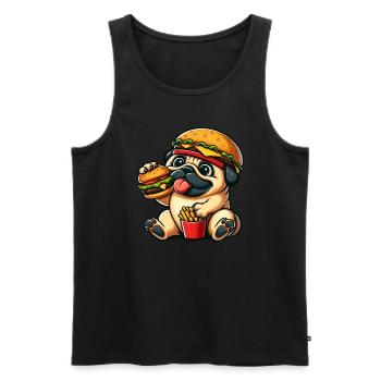 mignon carlin chien cheeseburger hamburger restauration rapide c - Débardeur bio Premium Homme - noir - Devant - Michal (187cm)