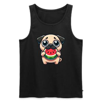 Funny Pug Watermelon Summer Cartoon - Men's Premium Organic Tank Top - black - Front - Michal (187cm)