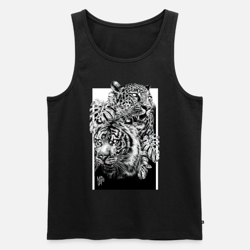 Tiger und Leopard - Männer Premium Bio Tank Top - Schwarz