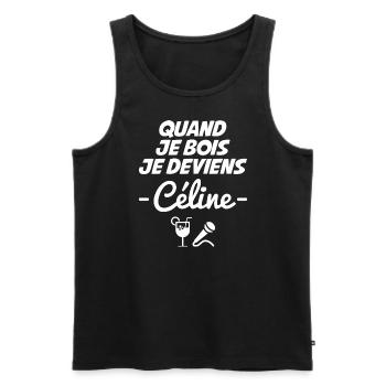 Quand je bois je deviens Céline - Débardeur bio Premium Homme - noir - Devant - Michal (187cm)
