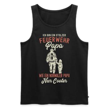 Feuerwehr Papa Wie Ein Normaler Papa Nur Cooler - Männer Premium Bio Tank Top - Schwarz - Vorne - Michal (187cm)