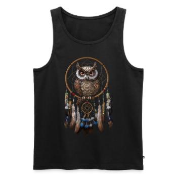 Eule Traumfänger Vogel Federn - Männer Premium Bio Tank Top - Schwarz - Vorne - Michal (187cm)