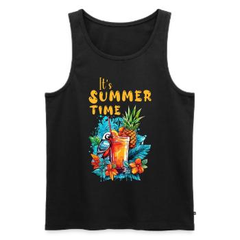 Sommer Cocktail Ananas Ara Papagei Blumen Urlaub - Männer Premium Bio Tank Top - Schwarz - Vorne - Michal (187cm)