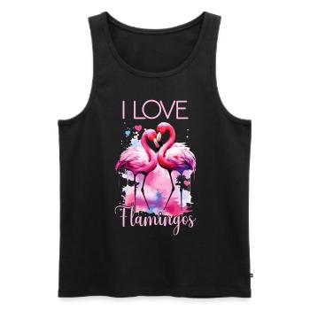 Flamingo I Love Couple Couple Romantique Coeur - Débardeur bio Premium Homme - noir - Devant - Michal (187cm)
