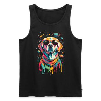 Retro Space Labrador Shirt Colorful Artwork - Men's Premium Organic Tank Top - black - Front - Michal (187cm)