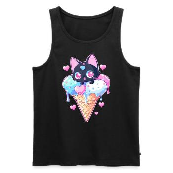 Mignon Ice Cats EDM Party Saint-Valentin - Débardeur bio Premium Homme - noir - Devant - Michal (187cm)