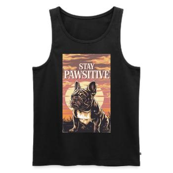 Französische Bulldogge Stay Pawsitive - Männer Premium Bio Tank Top - Schwarz - Vorne - AI Model Male 178 light (178cm)