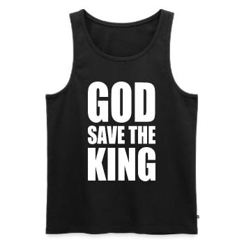 god save the king - Débardeur bio Premium Homme - noir - Devant - AI Model Male 178 light (178cm)